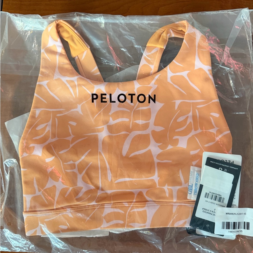 NWT Peloton Vibrant Orange Patterned Bra XS